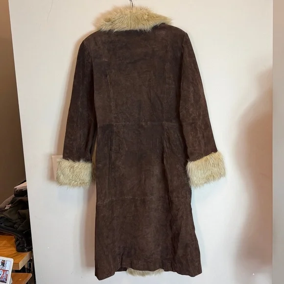 Wilsons Leather Maxima Suede Fur Trim Penny Lane Afghan Coat Size Small - Picture 2 of 5